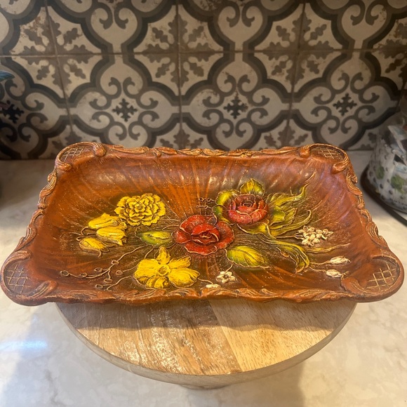 VINTAGE-RARE 1940s MULTI PRODUCTS SYROCO STYLE TRAY CARVED DESIGN ON BOTH SIDES - Picture 8 of 9